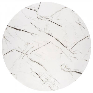 MASA LIVING RAYMOND 2, EFECT DE MARMURA ALBA/AURIU, 100 CM, BLAT DIN STICLA SI PICIOARE DIN METAL, STIL MODERN - Img 3
