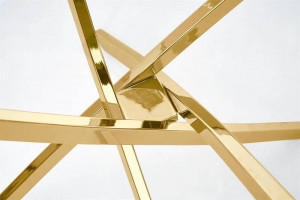 MASA LIVING RAYMOND, TRANSPARENT/AURIU, 100 CM, BLAT DIN STICLA SI PICIOARE DIN METAL, STIL MODERN, HALMAR - Img 4