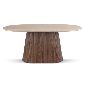 MASA OVALA 180CM, ARTIM MEBLE, REALIZATA DIN MDF, CULOARE TRAVERTIN/NUC, STIL MODERN