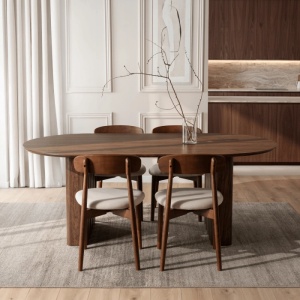 MASA OVALA 200CM, ARTIM MEBLE, REALIZATA DIN MDF, CULOARE NUC, STIL MODERN - Img 2