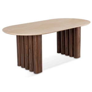 MASA OVALA 200CM, ARTIM MEBLE, REALIZATA DIN MDF, CULOARE TRAVERTIN/NUC, STIL MODERN