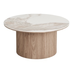 MASUTA ATHENS 80CM, DIN LEMN SI CERAMICA, CULOARE ALB/MARO, HOUSE NORDIC