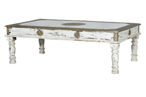 MASUTA CAFEA SAVI 140CM, REALIZATA DIN LEMN DE MANGO, CULOARE ALB ANTICHIZAT, GINER Y COLOMER