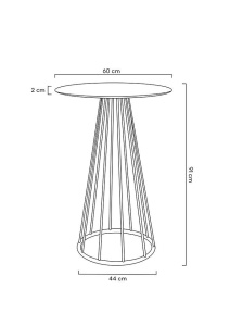 MASUTA DE BAR GLAM 60, AURIU/ALB MAT, CONFECTIONATA DIN MDF SI METAL, STIL MODERN - Img 6