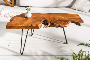 MASUTA DE CAFEA 100CM, WILD, LEMN MASIV, FORMA UNICA, DESIGN RUSTIC UNICAT - Img 1