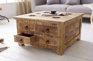 MASUTA DE CAFEA 70CM, IRON CRAFT, LEMN MASIV DE MANGO, STIL RUSTIC UNICAT - Img 6