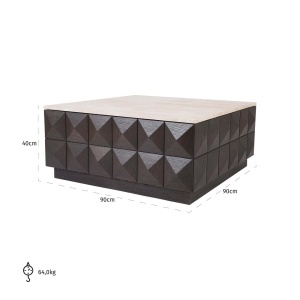 MASUTA DE CAFEA CLAREMONT, 212816, CONFECTIONATA DIN FURNIR DE STEJAR, LEMN SI TRAVERTIN, MARO, STIL MODERN - Img 6