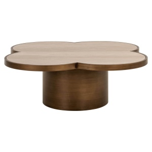 MASUTA DE CAFEA CLOVER, 213233, CONFECTIONATA DIN METAL, LEMN RECICLAT SI TRAVERTIN CERAMIC, BEJ, STIL MODERN - Img 2