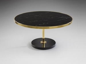 MASUTA DE CAFEA DEKALA 90CM, REALIZATA DIN METAL, MARMURA SI BLAT DE STICLA, FINISAJ MARMURA, STIL MODERN - Img 5