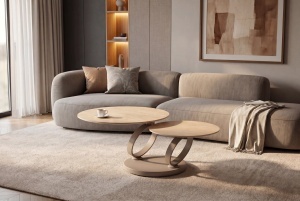 MASUTA DE CAFEA DEOSEBITA, RINGS 220CM, REALIZATA DIN CERAMICA SI METAL, CULOARE GRI SAMPANIE, INVICTA INTERIOR - Img 12