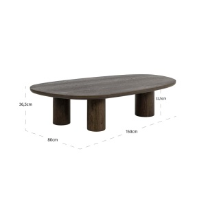 MASUTA DE CAFEA ELLINGTON, 214212, CONFECTIONATA DIN FURNIR DE STEJAR, MDF, TRAVERTIN SI LEMN RECICLAT, MARO, STIL MODERN - Img 5