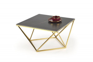 MASUTA DE CAFEA FELICIA, EFECT DE MARMURA NEAGRA/AURIU, DIN MARMURA SI METAL, STIL MODERN, HALMAR