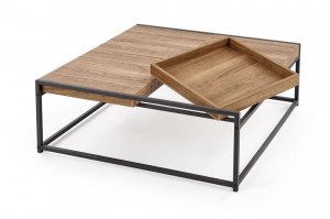 MASUTA DE CAFEA FREGATA, CU SPATIU DE DEPOZITARE, NUC/NEGRU, DIN MDF FURNIRUIT SI METAL, STIL MODERN, HALMAR - Img 2