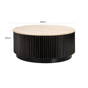 MASUTA DE CAFEA HAMPTON 211589, CONFECTIONATA DIN METAL, MDF SI TRAVERTIN, CULOAREA BEJ/MARO, STIL MODERN - Img 4
