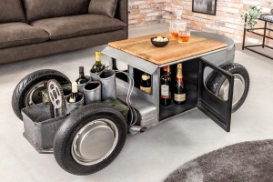 MASUTA DE CAFEA, HOT ROD 160CM, LEMN SI METAL, MODEL DEOSEBIT