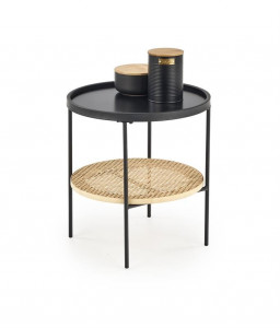 MASUTA DE CAFEA KAMPA, NATURAL/NEGRU, DIN MDF FURNIRUIT, RATAN SI METAL, STIL MODERN, HALMAR