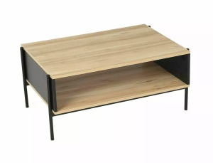 MASUTA DE CAFEA KARINA A, 90 CM, STEJAR/NEGRU, BLAT DIN MDF SI CADRU DIN METAL, STIL MODERN - Img 2