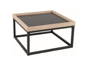 MASUTA DE CAFEA LAGOS B, 53 CM, STEJAR/NEGRU, BLAT DIN PAL LAMINAT SI CADRU DIN METAL, STIL MODERN
