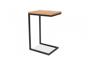 MASUTA DE CAFEA LARGO C, STEJAR/NEGRU, BLAT DIN MDF, FURNIR NATURAL SI CADRU DIN METAL, STIL MODERN