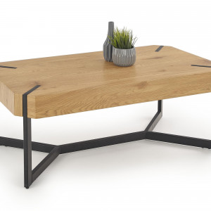 MASUTA DE CAFEA LAVIDA, STEJAR/NEGRU, DIN MDF FURNIRUIT SI METAL, STIL MODERN