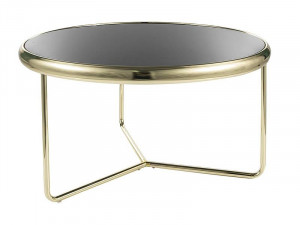 MASUTA DE CAFEA SCARLET, 74 CM, NEGRU/AURIU, BLAT DIN STICLA SECURIZATA SI CADRU DIN METAL, STIL MODERN
