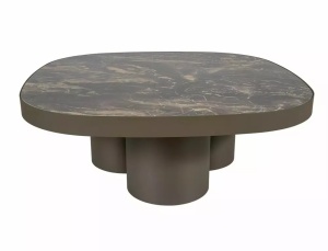 MASUTA DE CAFEA STELLA A, 100CM, NEGRU LUCIOS/CUPRU, BLAT DIN CERAMICA SI METAL, STIL MODERN