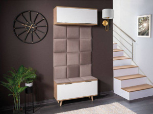 MOBILIER DE HOL P-012 ALB MAT/STEJAR ARTISAN, DIN PLACI LAMINATE, STIL CLASIC, SIGNAL