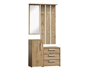 Mobilier hol P-002, stejar wotan, din lemn laminat si oglinda, stil modern, SIGNAL