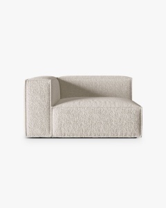 MODUL CANAPEA/COLTAR NURIA BEJ, PE STANGA, 145X110 CM, TAPITAT CU TAPITERIE DIN TEXTIL BOUCLE MONET, MICADONI