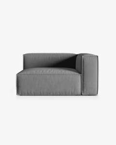MODUL CANAPEA/COLTAR NURIA GRI, PE DREAPTA, 145X110 CM, TAPITAT CU TAPITERIE DIN TEXTIL CATIFEA PARIS, MICADONI