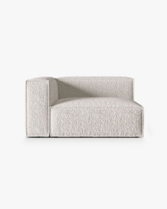 MODUL CANAPEA/COLTAR NURIA MELANJ GRI BEJ, PE STANGA, 145X110 CM, TAPITAT CU TAPITERIE DIN TEXTIL BOUCLE MONET, MICADONI