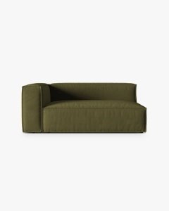 MODUL CANAPEA/COLTAR NURIA MELANJ VERDE MUSCHI, PE STANGA, 185X110 CM, TAPITAT CU TAPITERIE DIN TEXTIL CATIFEA PARIS, MICADONI