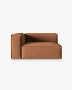 MODUL CANAPEA/COLTAR NURIA MIERE, PE STANGA, 145X110 CM, TAPITAT CU TAPITERIE DIN TEXTIL CATIFEA PARIS, MICADONI