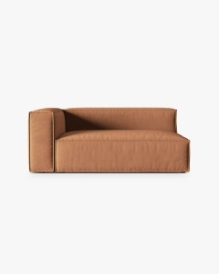 MODUL CANAPEA/COLTAR NURIA MIERE, PE STANGA, 185X110 CM, TAPITAT CU TAPITERIE DIN TEXTIL CATIFEA PARIS, MICADONI