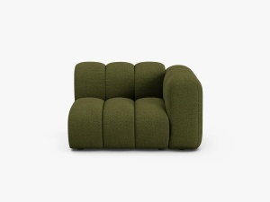 MODUL CANAPEA LUPIN, 114 CM, PE DREAPTA, MASLINIU INCHIS, CU TAPITERIE DIN TEXTIL BOUCLE BALOO, MICADONI