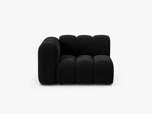 MODUL CANAPEA LUPIN, 114 CM, PE STANGA, NEGRU, CU TAPITERIE DIN TEXTIL CATIFEA SALVADOR, MICADONI