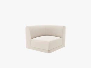 MODUL CANAPEA MILEY, BEJ DESCHIS, CU TAPITERIE DIN CATIFEA BLUVEL, MICADONI - Img 2