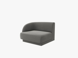 MODUL CANAPEA MILEY, PE STANGA, GRI DESCHIS, CU TAPITERIE DIN CATIFEA BLUVEL, MICADONI - Img 2