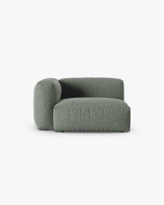 MODUL COLTAR/CANAPEA MARTINA, 120X120 CM, PE STANGA, ADANCIME SCAUN 90 CM, VERDE MUSCHI, TAPITAT CU TAPITERIE DIN TEXTIL STRUCTURAT BOSTON, MICADONI
