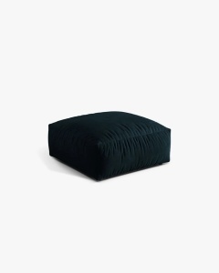MODUL POUF CANAPEA/COLTAR MARTINA, 108X108 CM, ALBASTRU INCHIS, TAPITAT CU TAPITERIE DIN TEXTIL CATIFEA VOGUE, MICADONI - Img 2