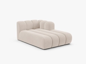 MODUL SEZLONG CANAPEA LUPIN, PE DREAPTA, BEJ DESCHIS, CU TAPITERIE DIN TEXTIL CATIFEA VENUS, MICADONI - Img 2