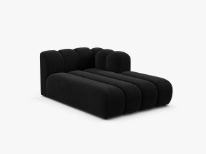 MODUL SEZLONG CANAPEA LUPIN, PE DREAPTA, NEGRU, CU TAPITERIE DIN TEXTIL CATIFEA SALVADOR, MICADONI - Img 2