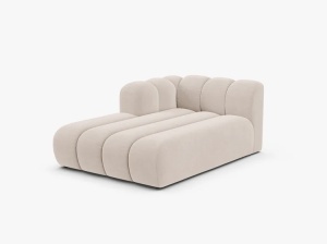 MODUL SEZLONG CANAPEA LUPIN, PE STANGA, BEJ DESCHIS, CU TAPITERIE DIN TEXTIL CATIFEA VENUS, MICADONI - Img 2