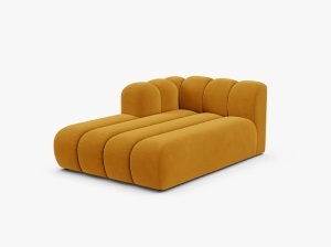 MODUL SEZLONG CANAPEA LUPIN, PE STANGA, GALBEN, CU TAPITERIE DIN TEXTIL CATIFEA SALVADOR, MICADONI - Img 2