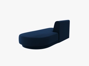 MODUL SEZLONG MILEY, PE DREAPTA, ALBASTRU ROYAL, CU TAPITERIE DIN CATIFEA BLUVEL, MICADONI