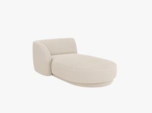 MODUL SEZLONG MILEY, PE STANGA, BEJ, CU TAPITERIE DIN TEXTIL BOUCLE BALOO, MICADONI - Img 2
