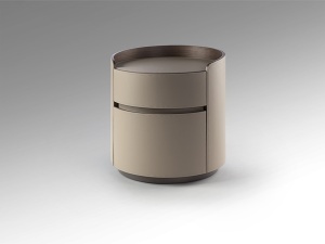 NOPTIERA DE LUX, CIRZE, REALIZATA DIN PLACAJ FURNIR DE NUC SI PIELE, DE CULOARE BEJ, STIL MODERN - Img 4