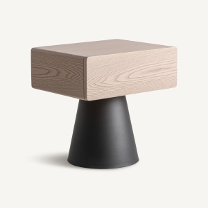 NOPTIERA MODERNA CROLLES 50CM, REALIZATA DIN LEMN SI METAL, CULOARE NATUR/NEGRU, REALIZATA MANUAL
