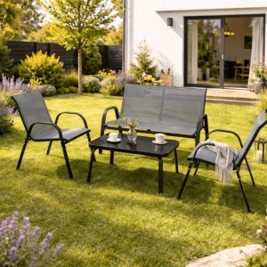 OFERTA 2026!!! SET MOBILIER DE GRADINA/TERASA, MINNESOTA, ARTIM MEBLE, DIN METAL, TECHNORATAN SI STICLA, CULOARE GRI - Img 11