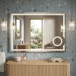 OGLINDA PENTRU BAIE, CU LED 80x60cm HAVEN, CU PANOU TACTIL - Img 2